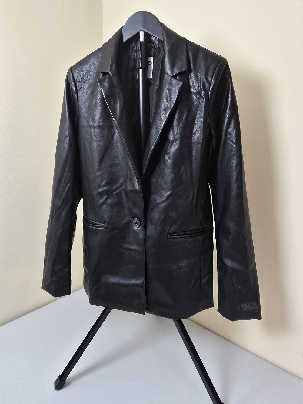 SO Black Faux Leather Blazer Jacket for Women